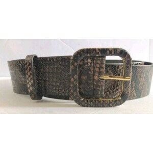 Tahari Arthur S Levine Snakeskin Wide Belt Womens Size 16 Black Brown Tan New